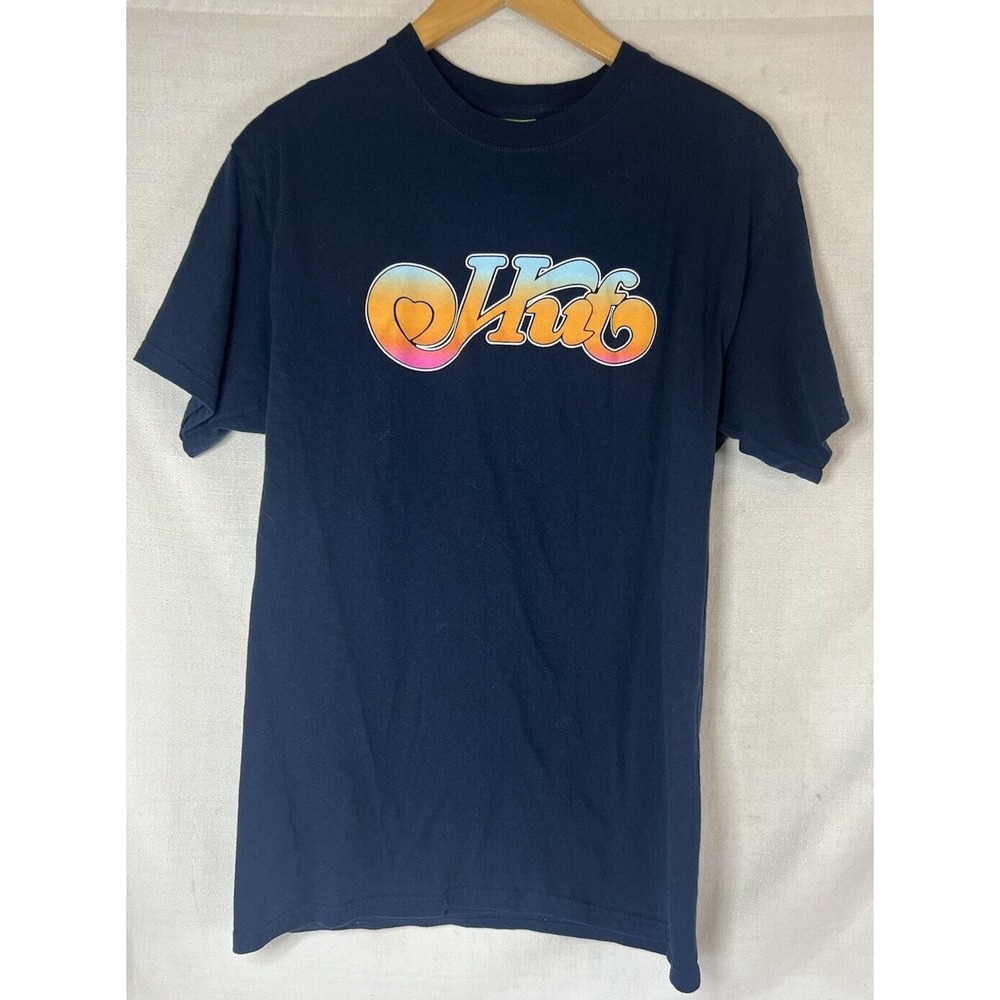 Men's Size Medium Huf Wild Man's World Skate T-shirt Blue Colorful Graphic
